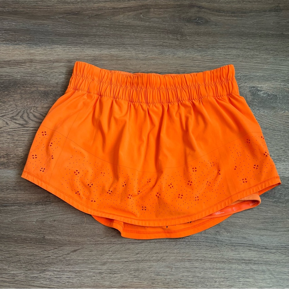 lululemon athletica Bright Orange Athletic Mini Skirt